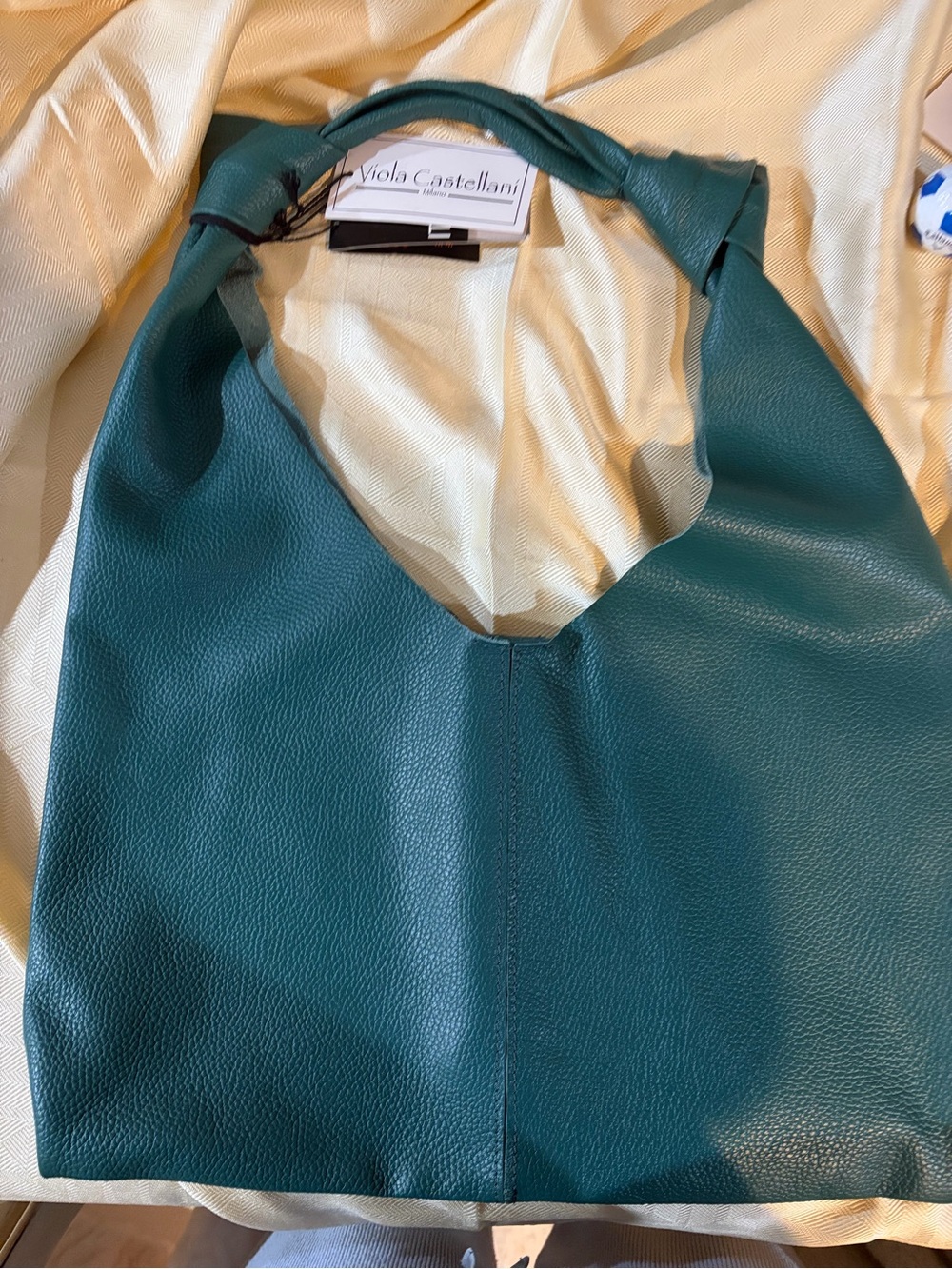 Viola Castellani Teal Leather Shoulder Bag